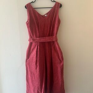 Sleeveless Midi Jumpsuit in Dusty Rose with Waist Tie